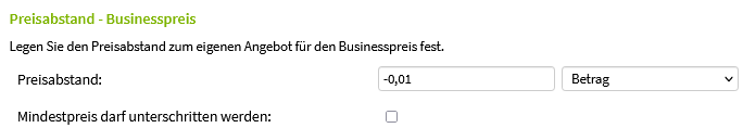 Strategie - Businesspreis Preisabstand