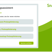 Auswahlmaske im Einrichtungsassistenten von SnapTrade mit Produktoptionen für Amazon, eBay und Onlineshop – Anleitung SnapTrade zur Preisoptimierung auf verschiedenen Marktplätzen