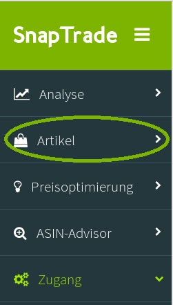 Menüpunkt Artikel in der Navigation