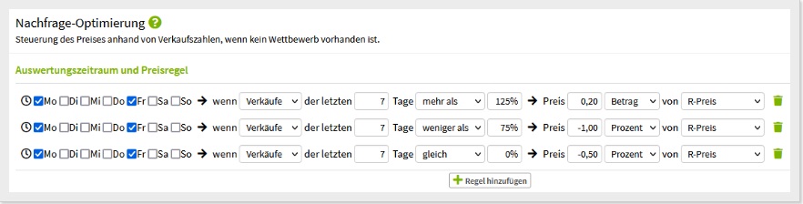 Der Screen zeigt die Nachfrageoptimierung mit SnapTrade