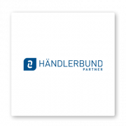 Eine weiße Kachel, die das Partner-Logo des Händlerbundes zeigt