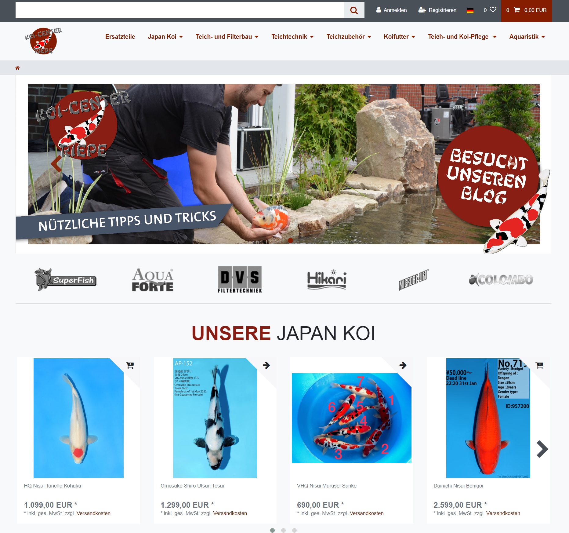 ScreenshotsoftheonlineshopofKoi-Center-Riepe