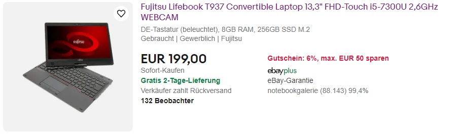 Das Bild zeigt einen besonderes gelungenen Produkttitel für ein Angebot auf eBay – gut für die eBay SEO