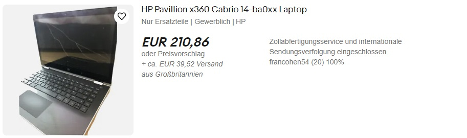 Auf diesem Screenshot ist ein Negativbeispiel für einen Produkttitel zu sehen – negativ für die eBay SEO